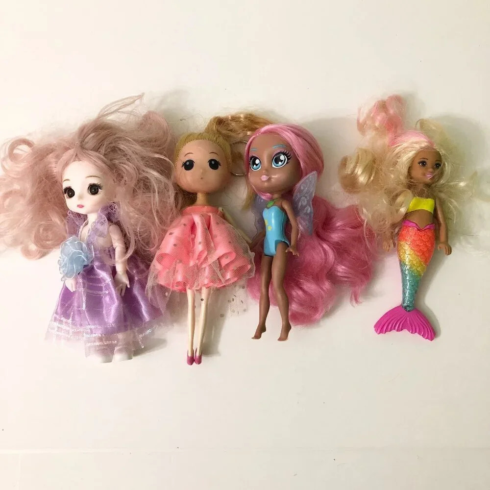 Lot of 4 Assorted Dolls Bright Fairy Friends Barbie Mermaid Chelsea